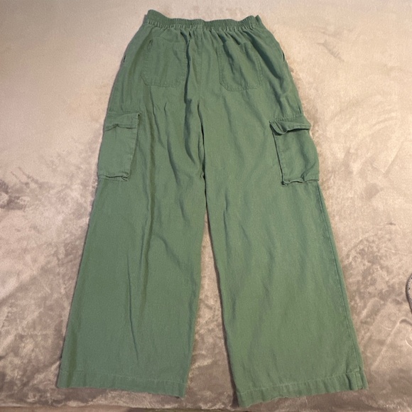 7 For All Mankind Linen Cargo Pants Womens Medium Green Lightweight Wide Leg - Picture 10 of 11